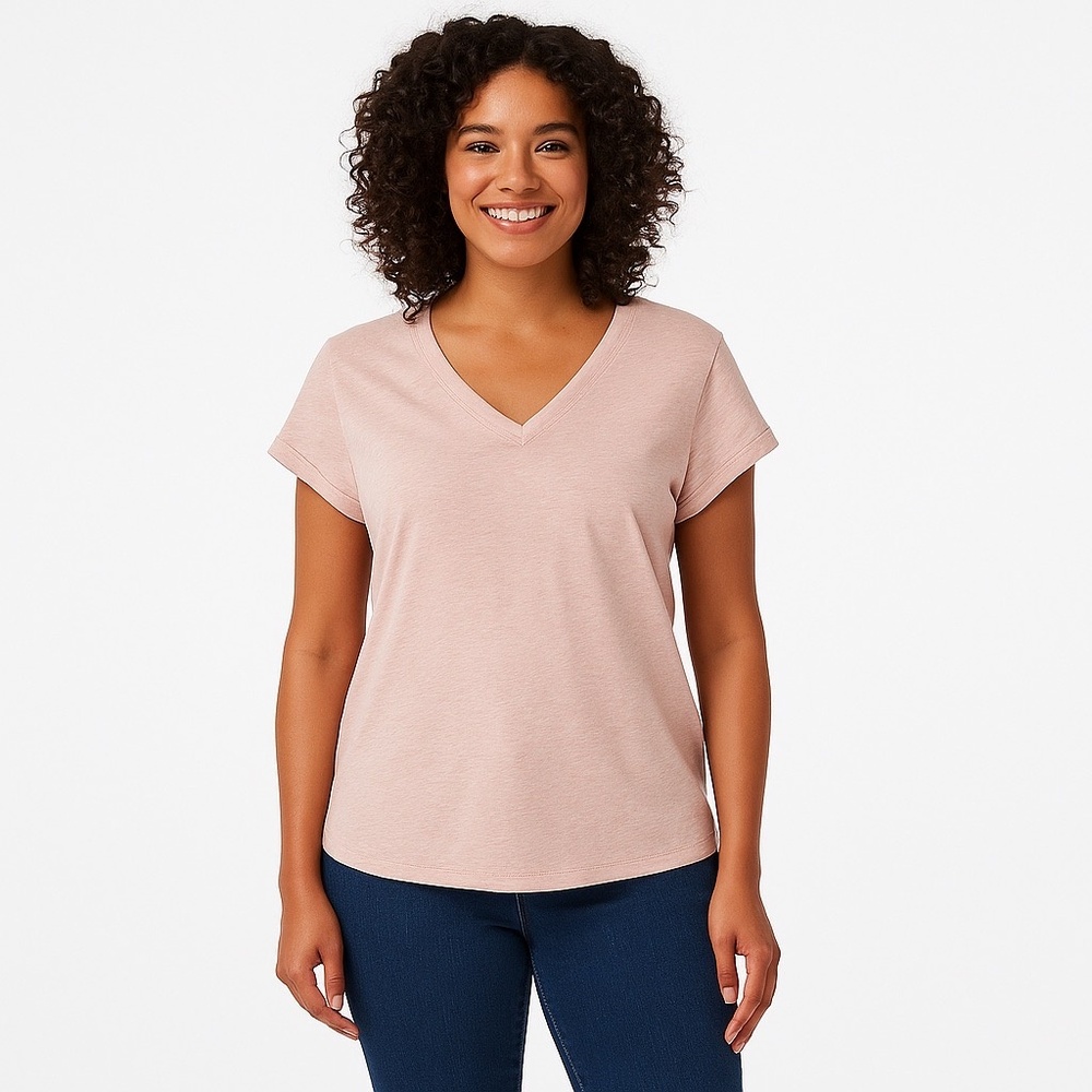 NWT Jessica Simpson Women’s V-Neck Soft Jersey‎ Knit Top – Size Medium – Pink